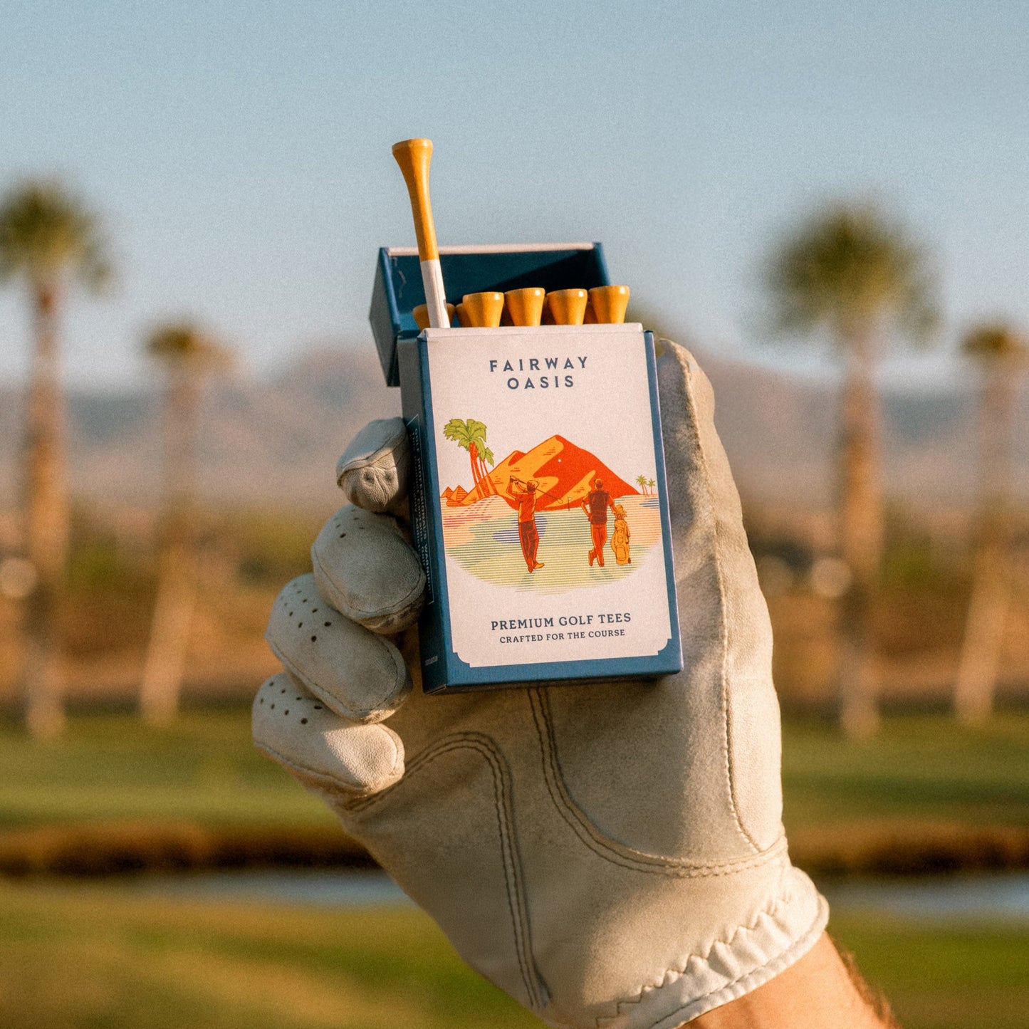Fairway Oasis | Golf Tee Holder + 10 Bamboo 3¼ Inch Tees