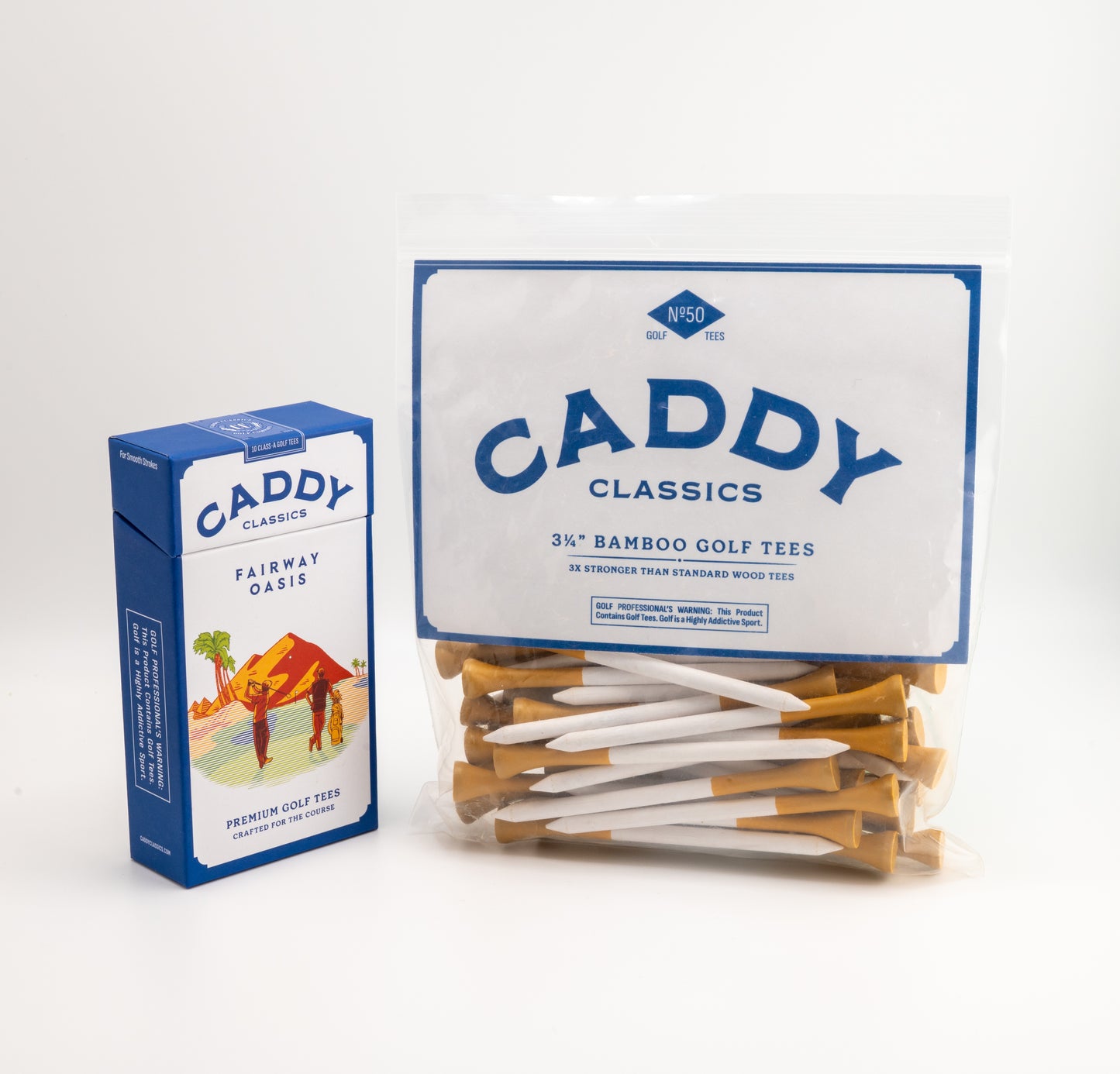 Fairway Oasis Tee Holder + 50 Bamboo 3¼ Inch Golf Tees