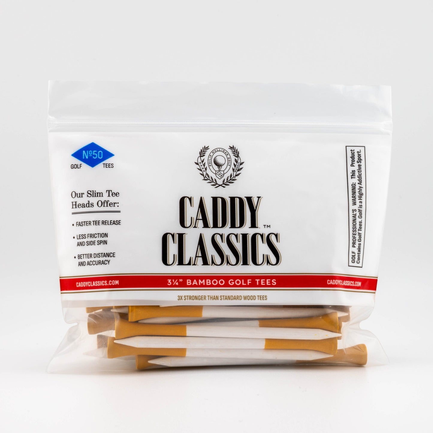 Original Caddy Classics Tee Holder + 50 Skinny Golf Tees