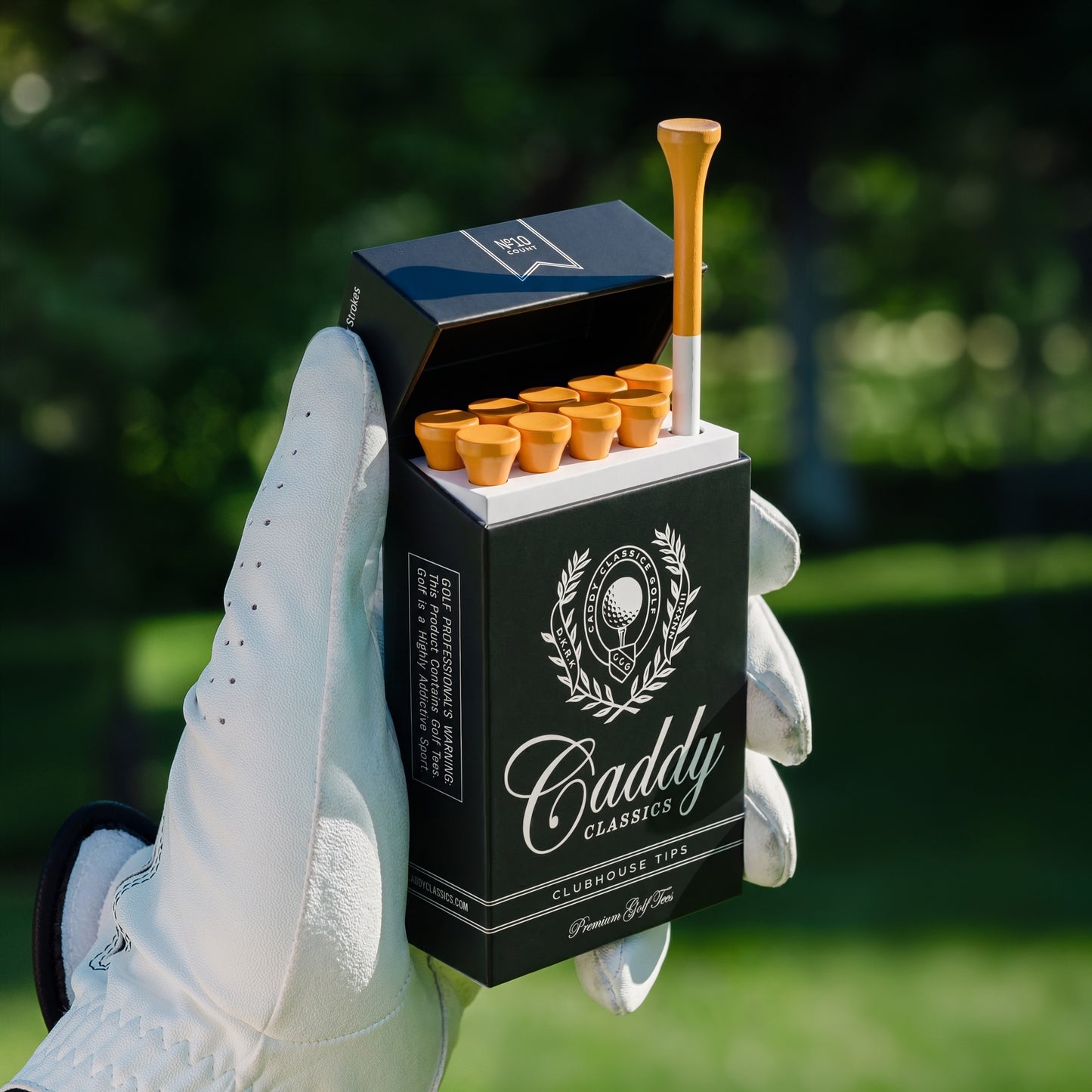Clubhouse Tips | Golf Tee Holder + 10 Plastic 3¼ Inch Tees