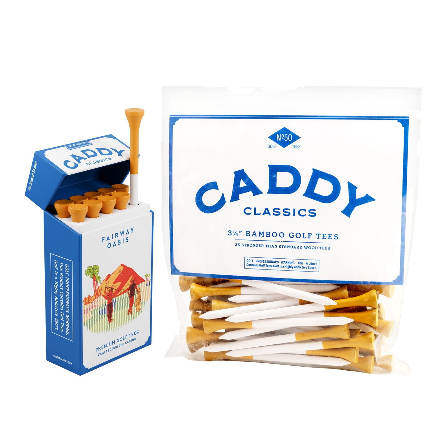 Fairway Oasis Tee Holder + 50 Bamboo 3¼ Inch Golf Tees