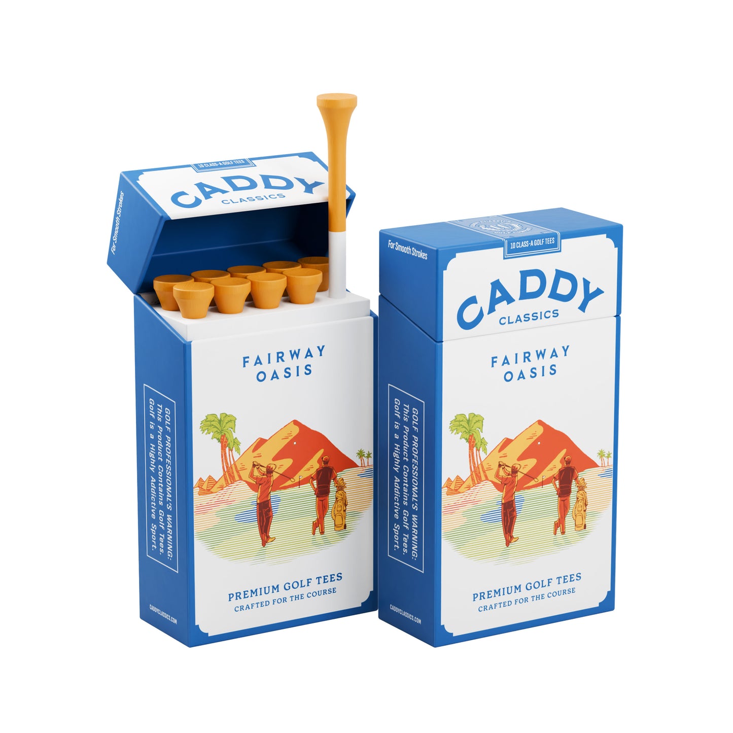 Fairway Oasis | Golf Tee Holder + 10 Bamboo 3¼ Inch Tees (2x Pack)