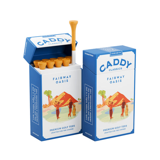 Fairway Oasis | Golf Tee Holder + 10 Bamboo 3¼ Inch Tees (2x Pack)