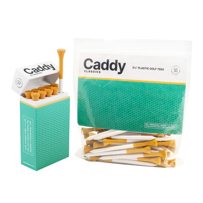 New Par Tee Holder + 50 Plastic 3¼ Inch Golf Tees