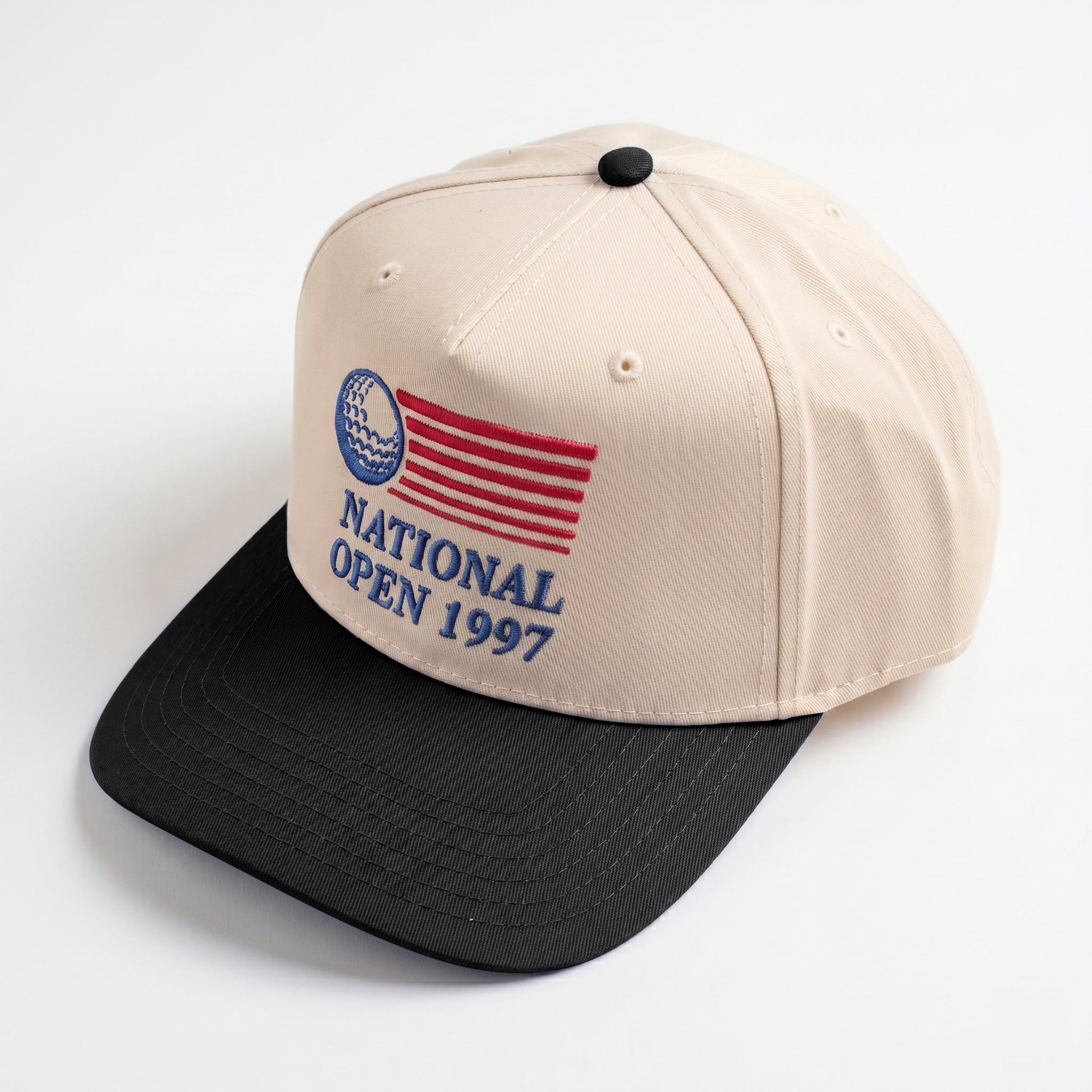 National Open 1997 golf hat in black — three-quarter angle