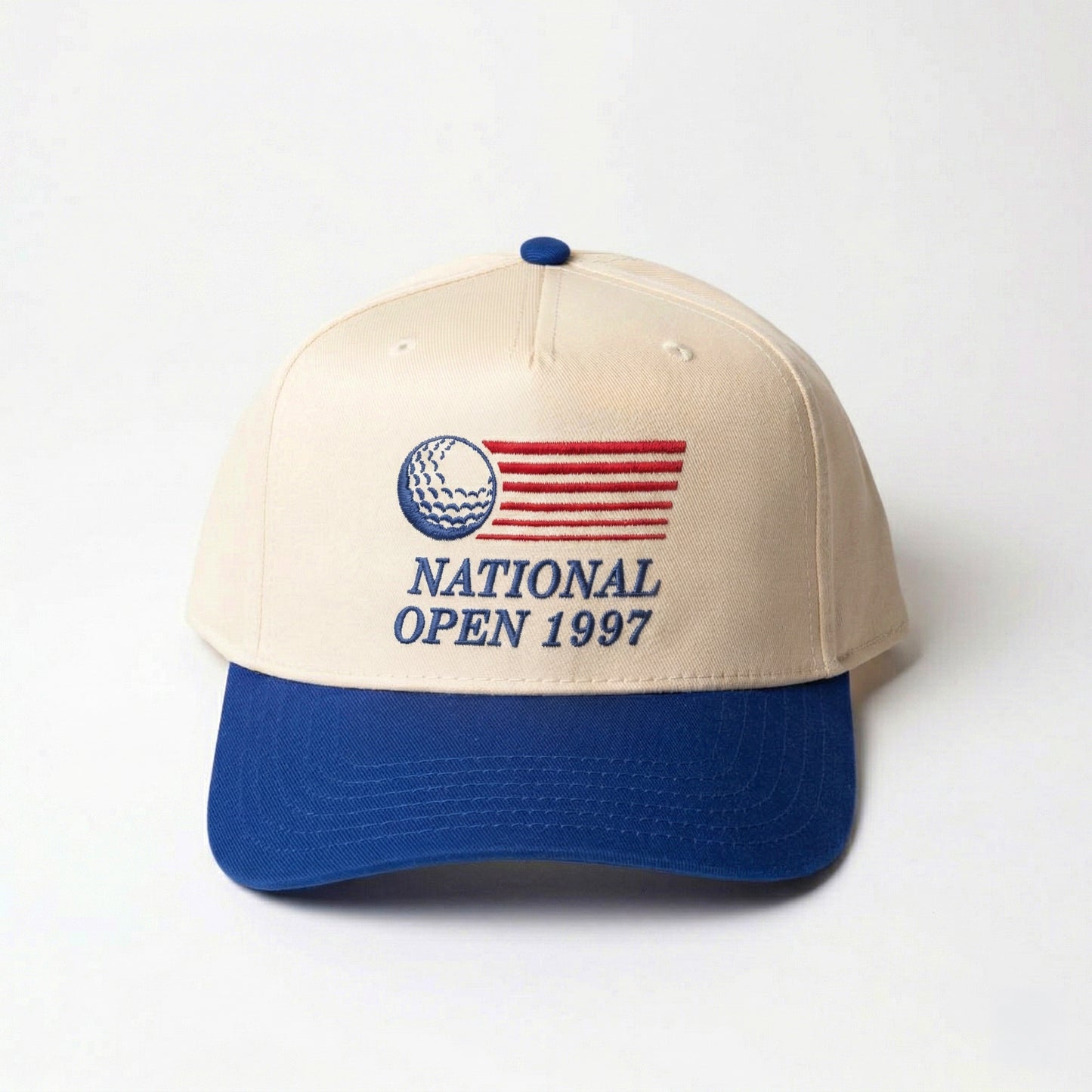 National Open 1997 golf hat in royal blue — front view