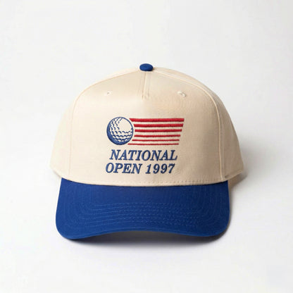 National Open 1997 golf hat in royal blue — front view