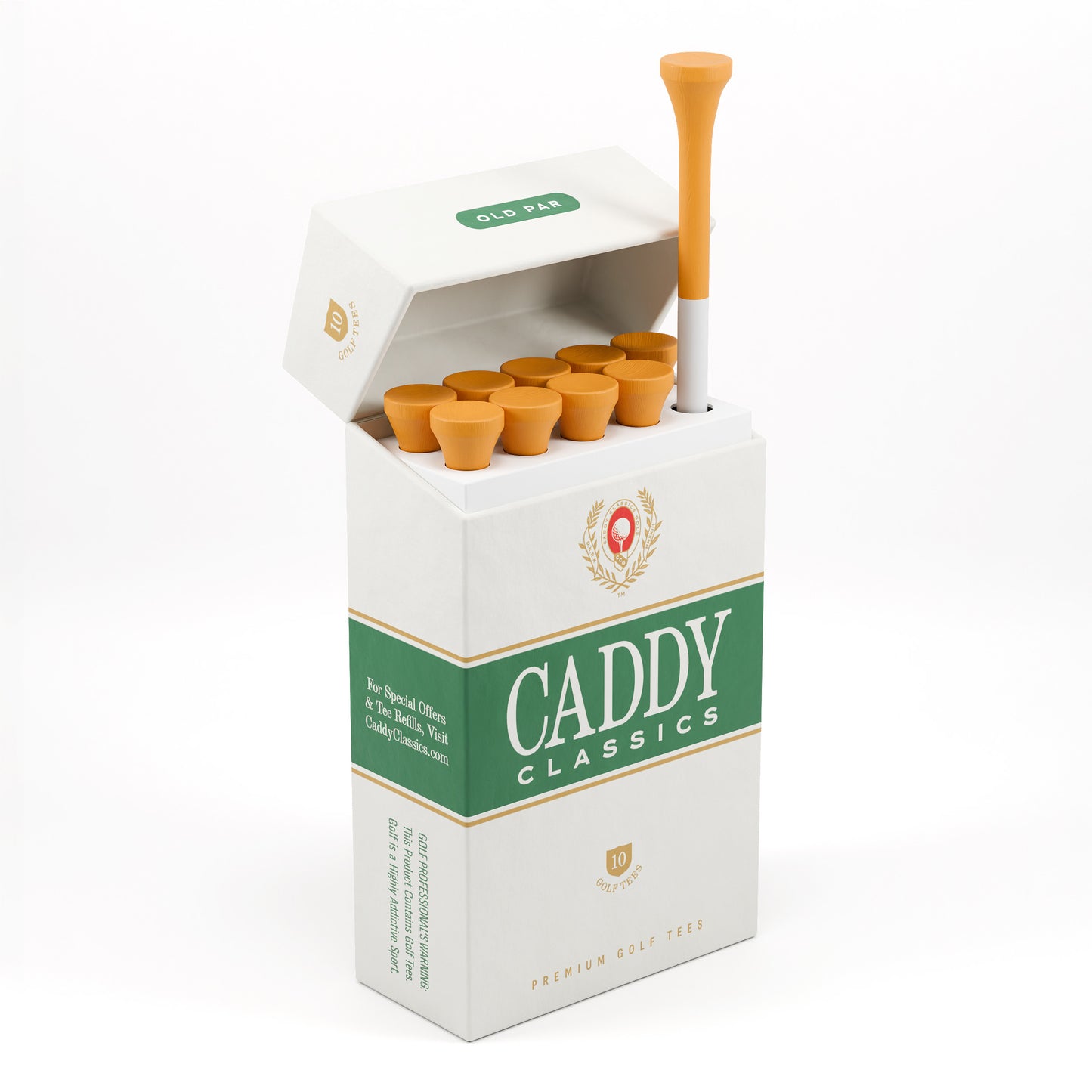 Old Par | Golf Tee Holder + 10 Bamboo 3¼ Inch Tees