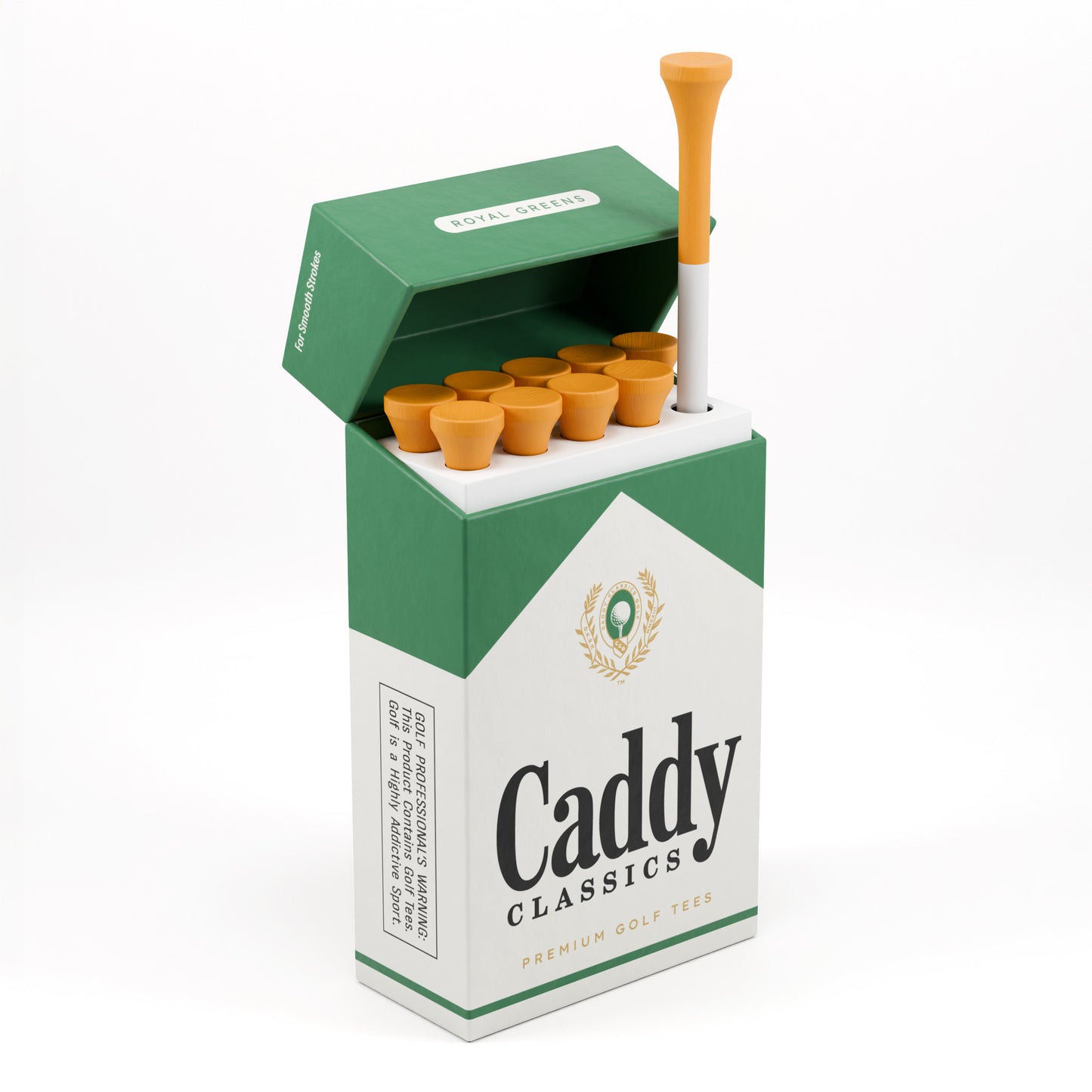 Royal Greens | Golf Tee Holder + 10 Bamboo 2¾ Inch Tees