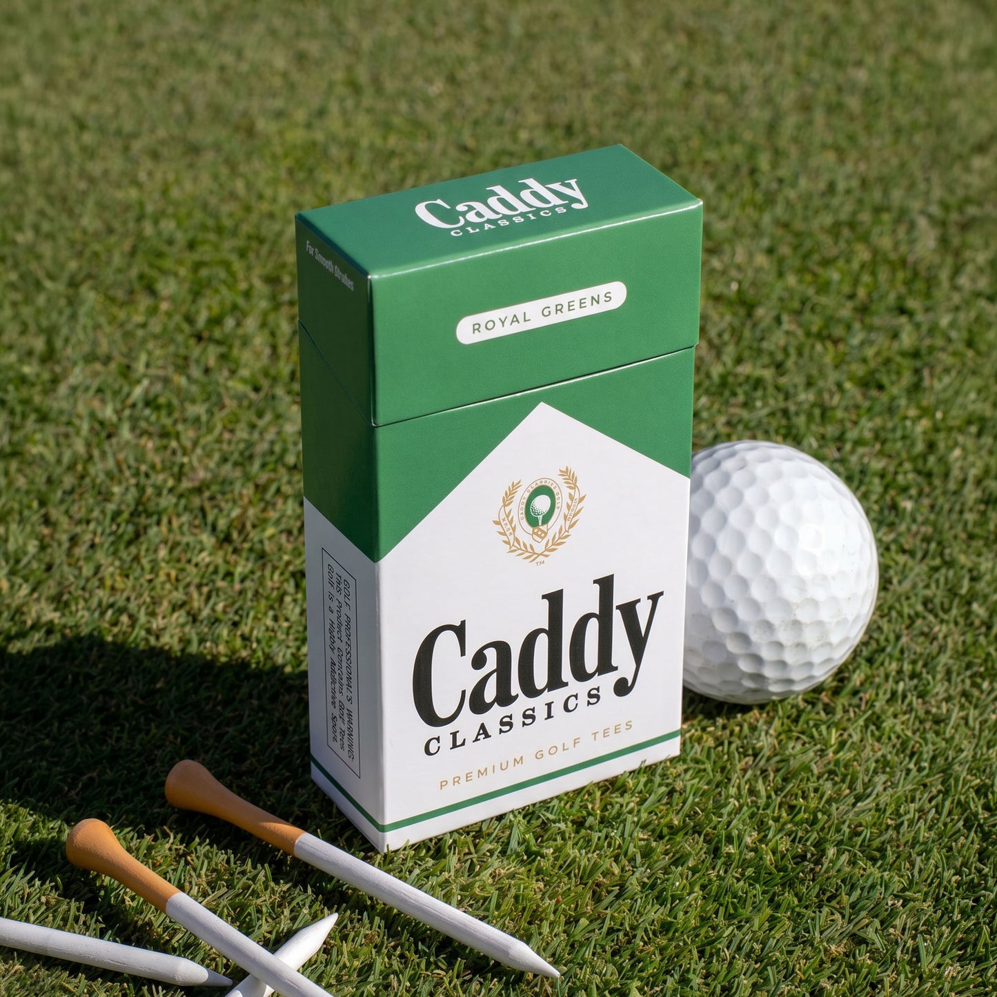 Royal Greens | Golf Tee Holder + 10 Bamboo 2¾ Inch Tees