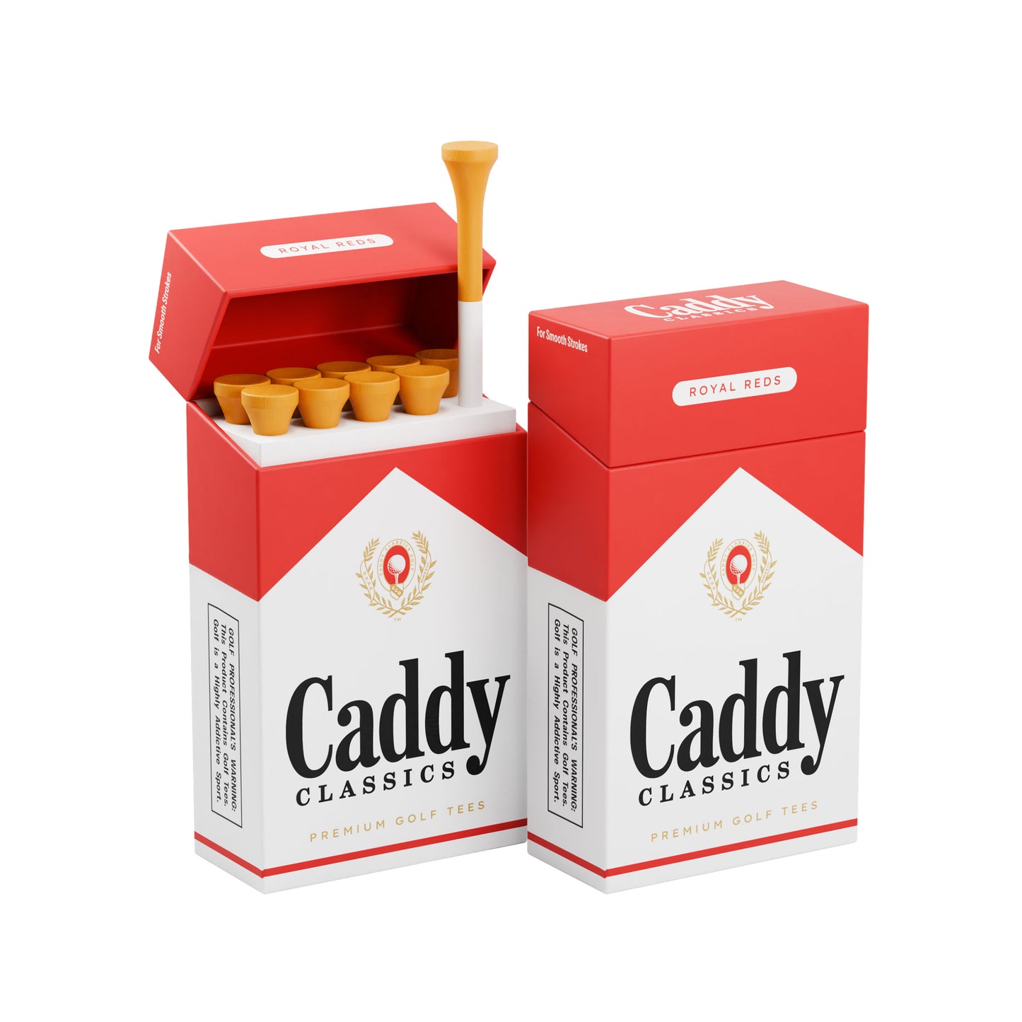 Royal Reds | Golf Tee Holder + 10 Bamboo 2¾ Inch Tees (2x Pack)