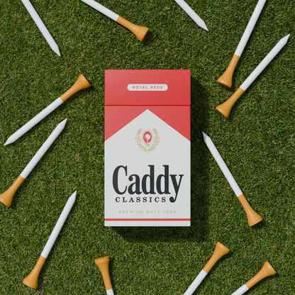 Royal Reds | Golf Tee Holder + 10 Bamboo 2¾ Inch Tees