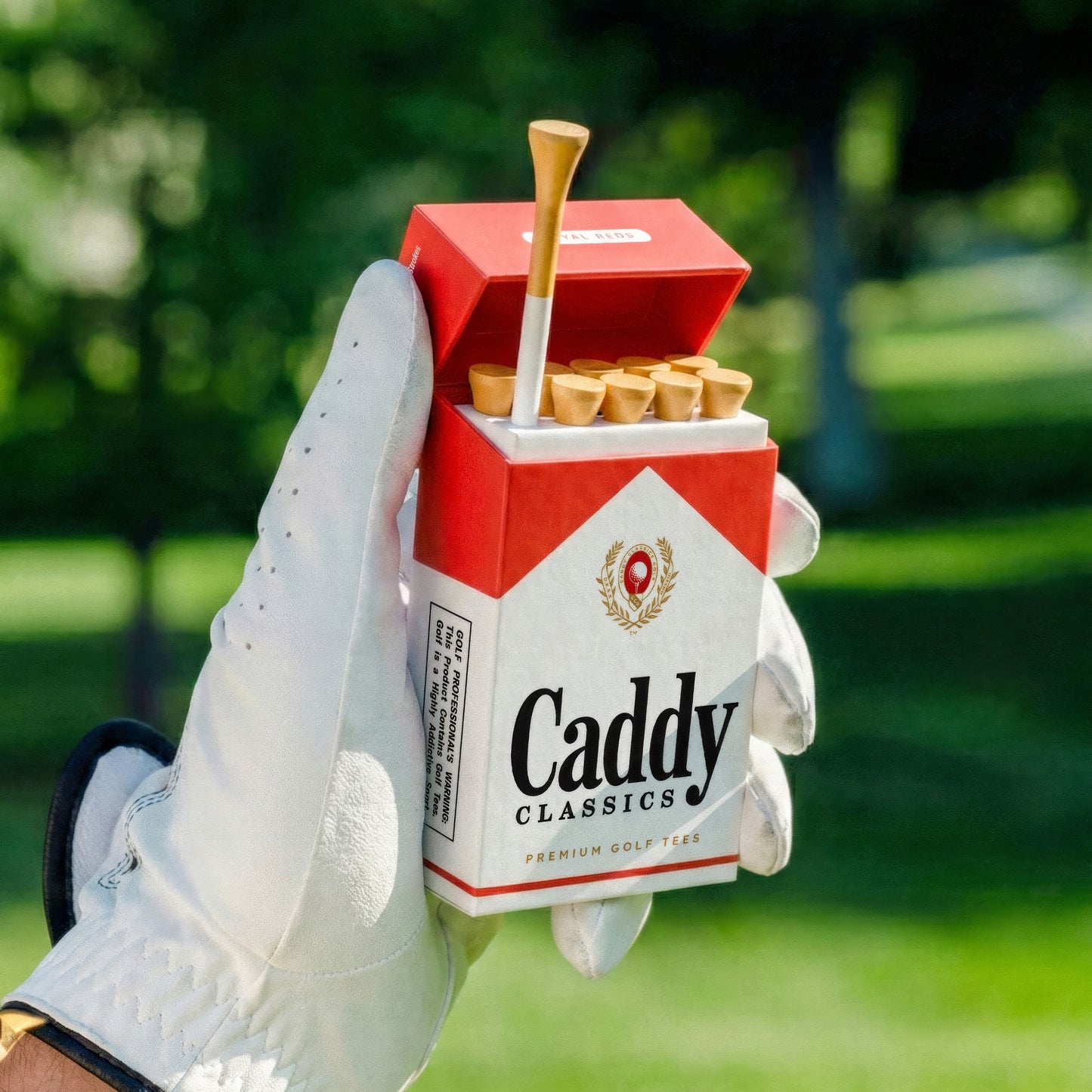 Royal Reds | Golf Tee Holder + 10 Bamboo 2¾ Inch Tees