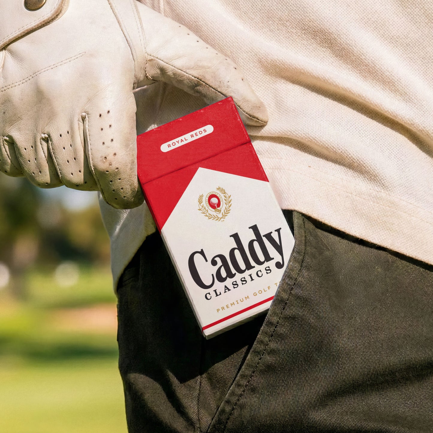 Royal Reds | Golf Tee Holder + 10 Bamboo 2¾ Inch Tees